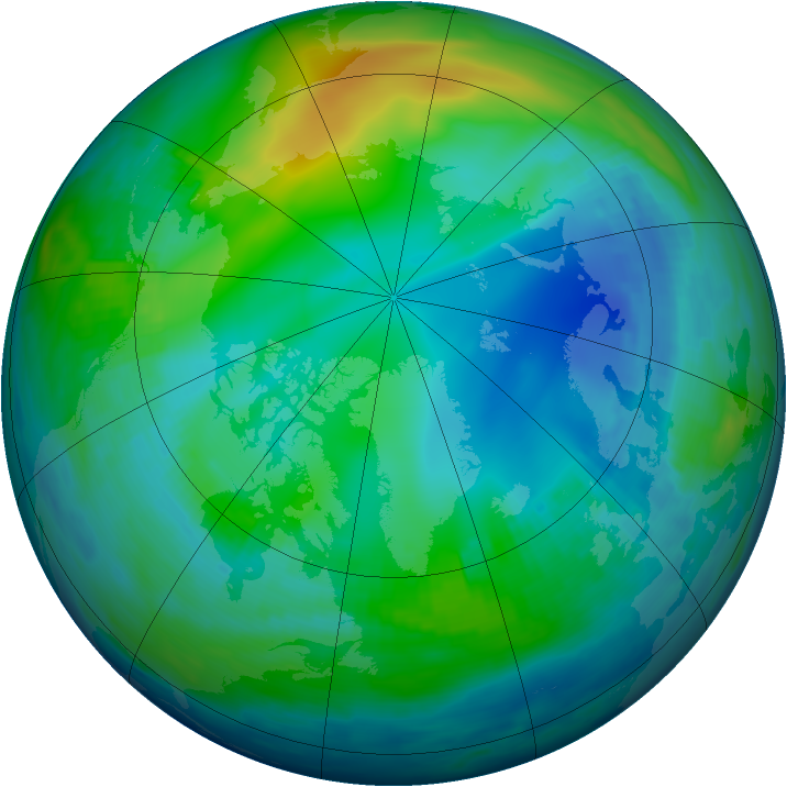 Arctic ozone map for 19 November 1997